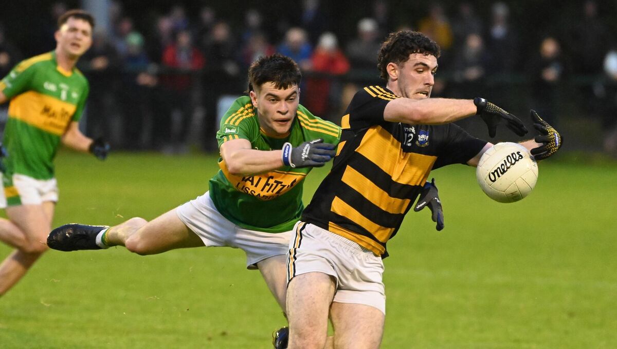 Canovee's Daire McMahon is tackled by Kilmurry's Gearóid O'Mahony during the McCarthy Insurance Group Premier JFC at Macroom last month. Picture: Eddie O'Hare Canovee's Daire McMahon is tackled by Kilmurry's Gearóid O'Mahony during the McCarthy Insurance Group Premier JFC at Macroom last month. Picture: Eddie O'Hare