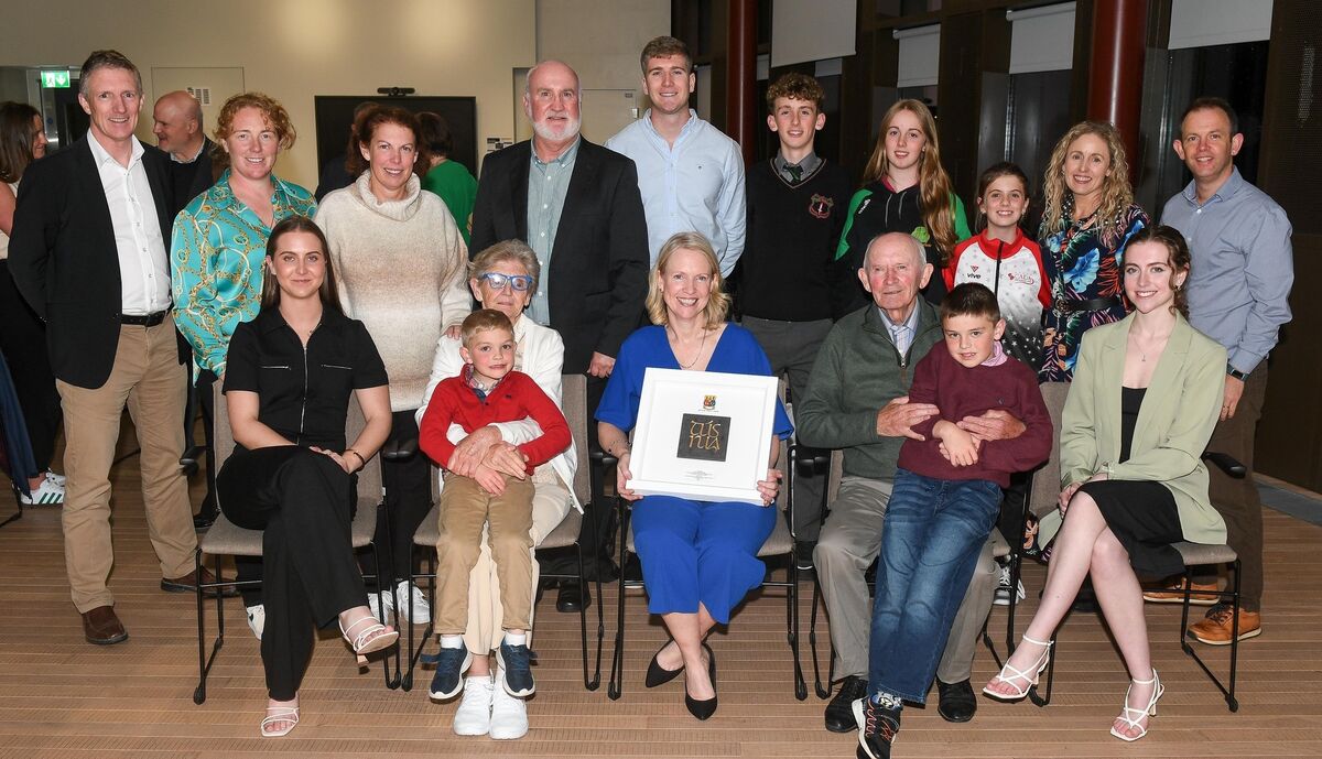 Edel Cunningham, Cork Prison Education Unit (Cork ETB) along with members of her family, after receiving the Bertram Windle award at the Hub in UCC. Picture: David Keane. Edel Cunningham, Cork Prison Education Unit (Cork ETB) along with members of her family, after receiving the Bertram Windle award at the Hub in UCC. Picture: David Keane.