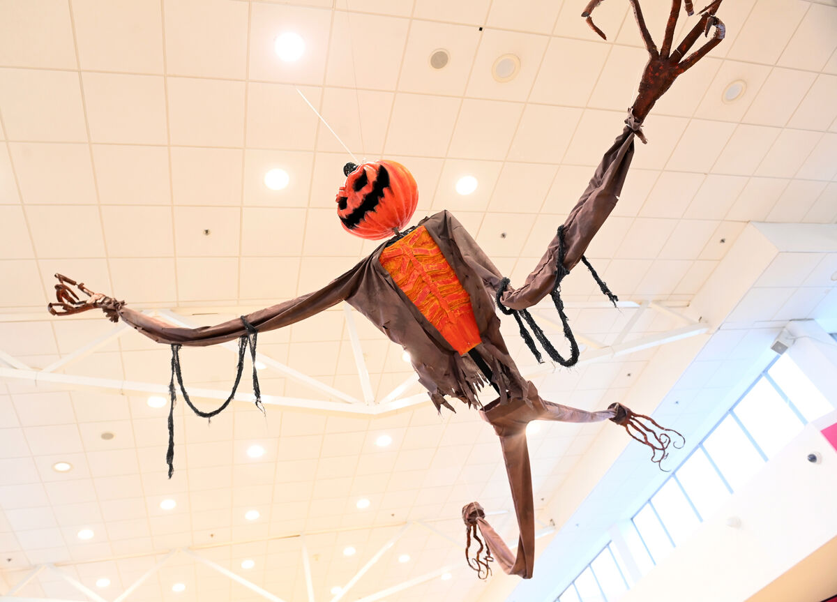 Halloween artwork created by students from Regina Mundi Secondary School hanging from the ceiling at Douglas Court Shopping Centre. Halloween artwork created by students from Regina Mundi Secondary School hanging from the ceiling at Douglas Court Shopping Centre.