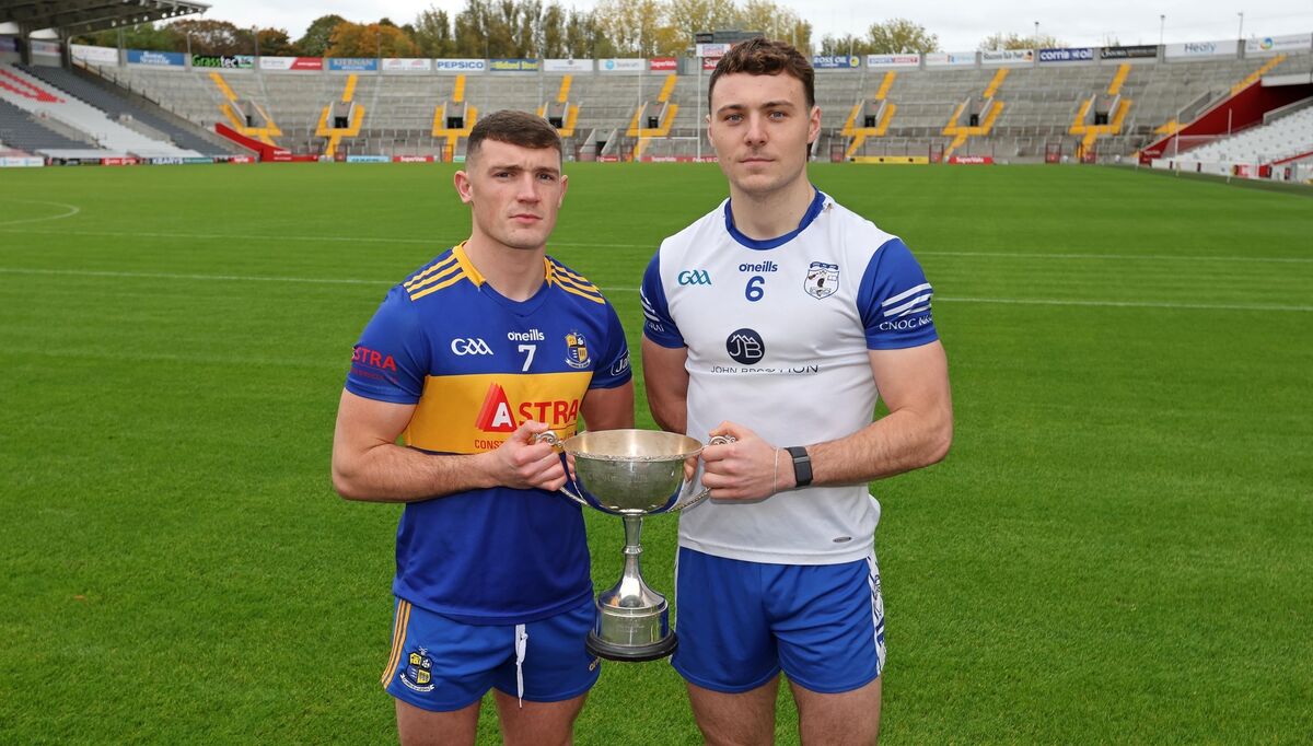 Jack McCarthy, Carrigaline, and Daniel O'Mahony, Knocknagree, ahead of the McCarthy Insurance Group SAFC final. Picture: Jim Coughlan Jack McCarthy, Carrigaline, and Daniel O'Mahony, Knocknagree, ahead of the McCarthy Insurance Group SAFC final. Picture: Jim Coughlan