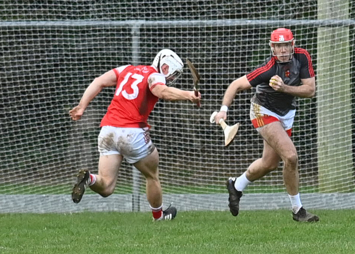 Mallow goalkeeper Padraig Buckley clears away from the advancing Brendan Lehane, Watergrasshill, in the Co-Op Superstores Premier IHC semi-final in Castletownroche. Picture: Martin Walsh.