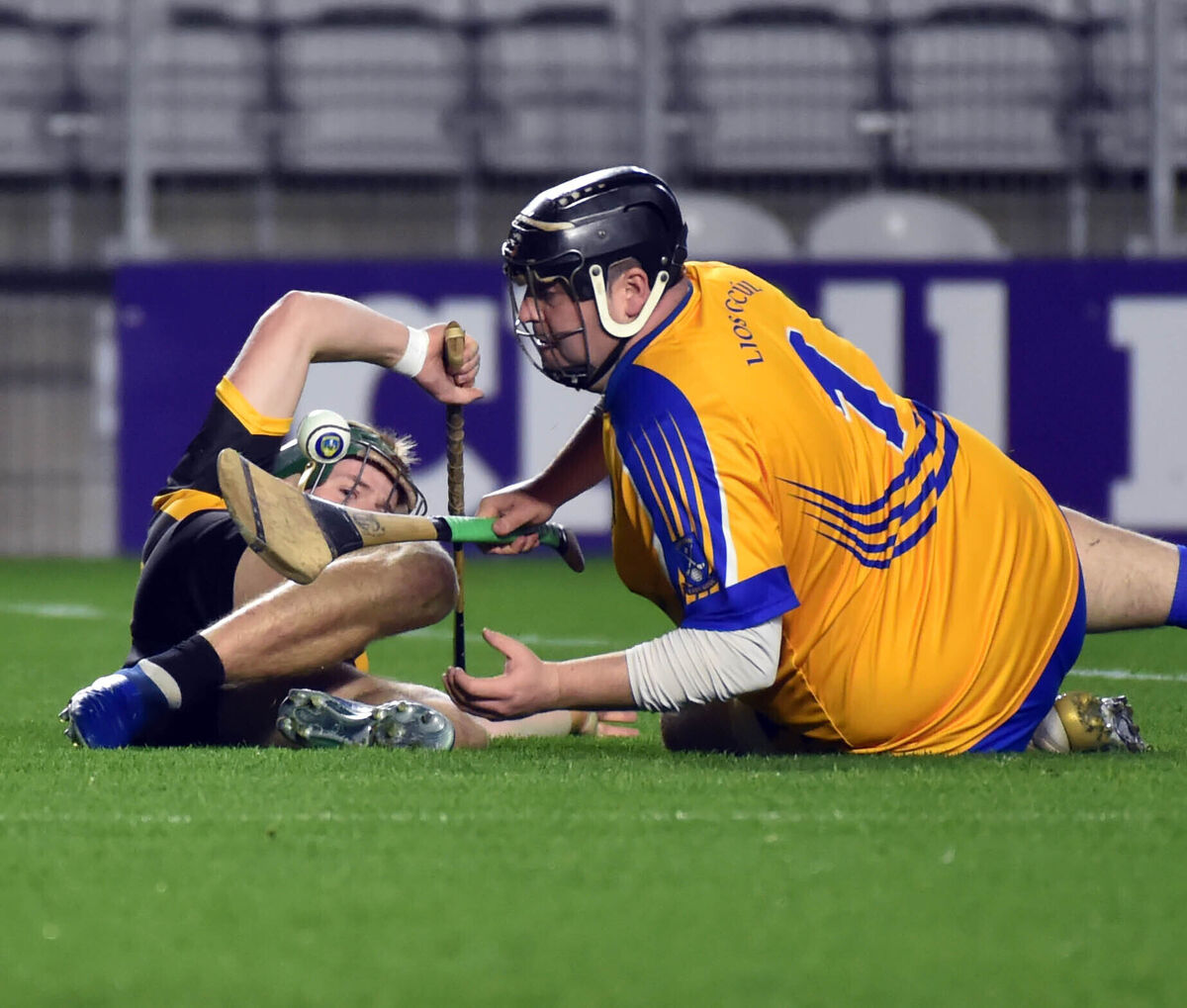 Lisgoold's Ciarán Cronin wins the ball from Kilbrittain's Philip Wall in 2021 final at Páirc Uí Chaoimh Picture: Eddie O'Hare
