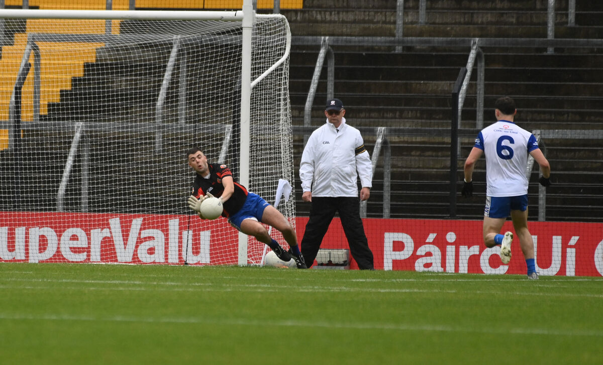  Knocknagree goalkeeper Patrick Doyle makes a fine save in the first half. Picture: Larry Cummins