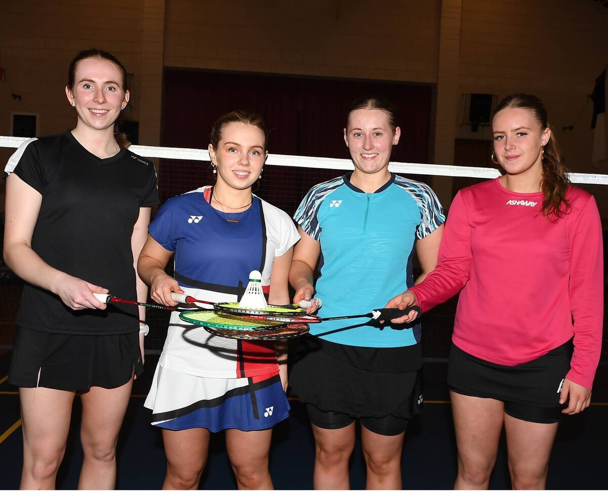International Badminton players Orla Flynn, Rachael Darragh, Moya Ryan and Sophia Noble at the 50th Celebrations of Banteer Badminton Club. Picture John Tarrant. International Badminton players Orla Flynn, Rachael Darragh, Moya Ryan and Sophia Noble at the 50th Celebrations of Banteer Badminton Club. Picture John Tarrant.