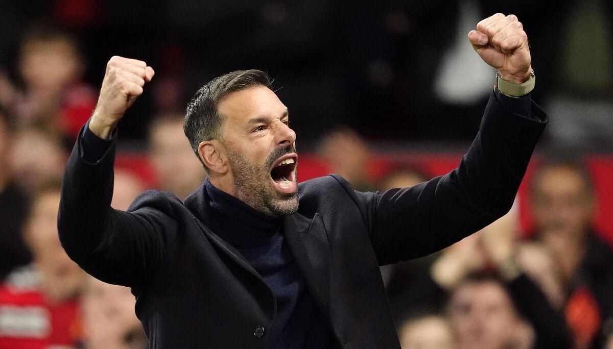 Manchester United interim manager Ruud van Nistelrooy celebrates during the Carabao Cup fourth round victory over Leicester City at Old Trafford, Manchester on Wednesday Picture: Nick Potts/PA Wire