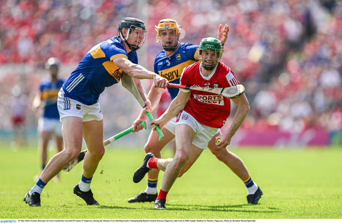 Cork's Séamus Harnedy tries to get past Gearóid O'Connor of Tipperary in the Munster SHC game in Thurles in May. Picture: Brendan Moran/Sportsfile Cork's Séamus Harnedy tries to get past Gearóid O'Connor of Tipperary in the Munster SHC game in Thurles in May. Picture: Brendan Moran/Sportsfile