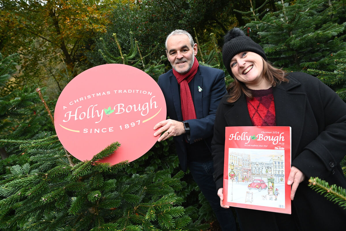 Cover artist Peter Buckley with Mary Corcoran, Editor, Holly Bough at Inniscarra Christmas Tree Farm. Pic Larry Cummins Cover artist Peter Buckley with Mary Corcoran, Editor, Holly Bough at Inniscarra Christmas Tree Farm. Pic Larry Cummins