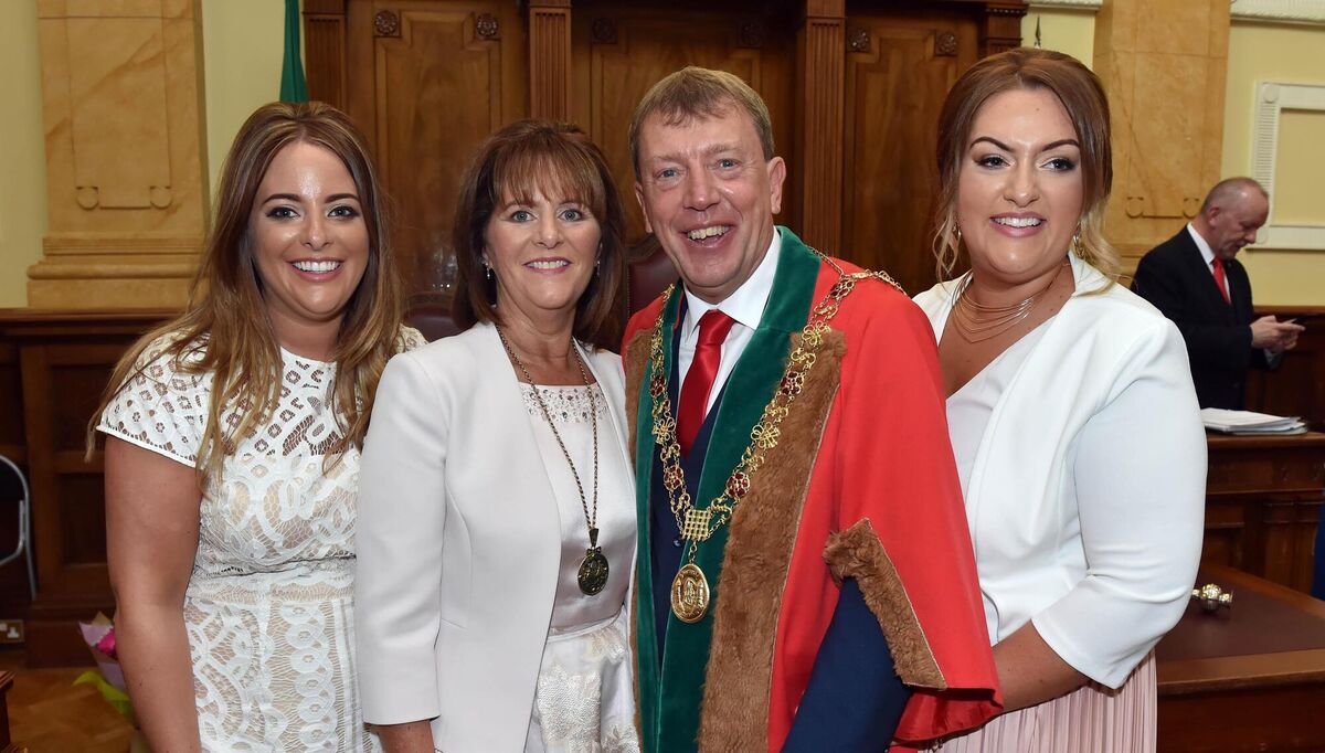 The 2017 Lord Mayor of Cork Cllr Tony Fitzgerald with his wife The lady Mayoress Georgina Fitzgerald and daughters Michelle and Deborah at the City Hall. Picture: Eddie O'Hare The 2017 Lord Mayor of Cork Cllr Tony Fitzgerald with his wife The lady Mayoress Georgina Fitzgerald and daughters Michelle and Deborah at the City Hall. Picture: Eddie O'Hare