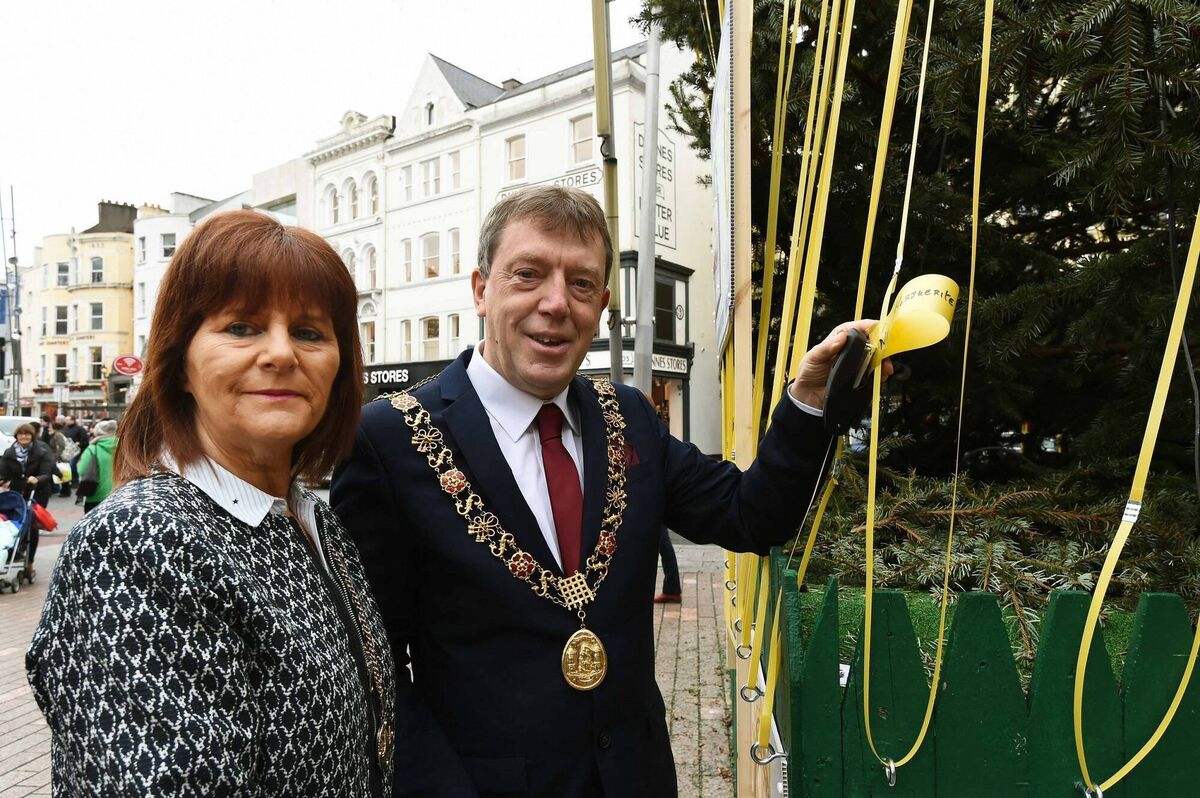 Former Lord Mayor Cllr. Tony Fitzgerald with former Lady Mayoress Georgina Fitzgerald, at the launch of the Rotary clubs of Cork and Bishopstown Tree of Remembrance. Former Lord Mayor Cllr. Tony Fitzgerald with former Lady Mayoress Georgina Fitzgerald, at the launch of the Rotary clubs of Cork and Bishopstown Tree of Remembrance.