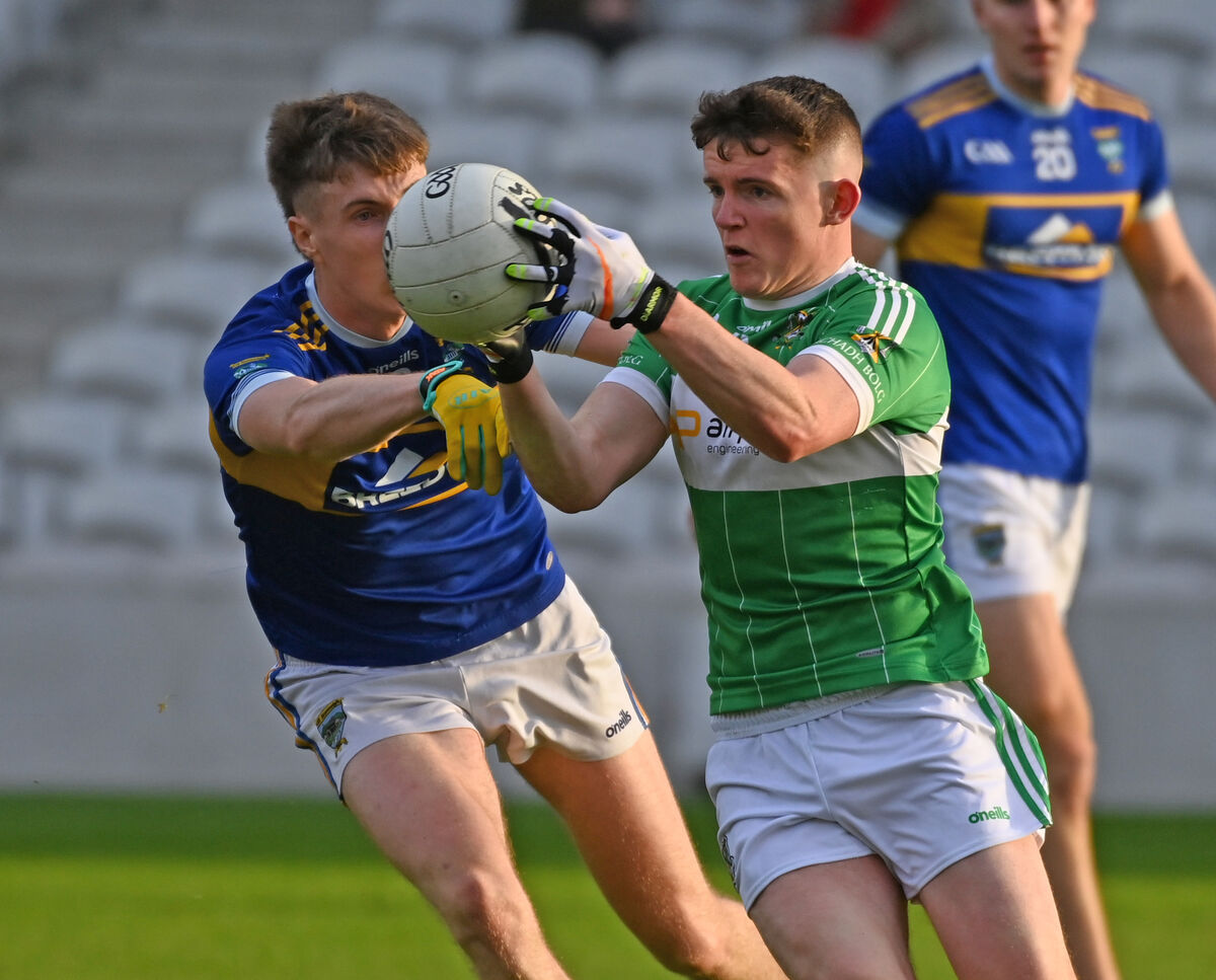 Aghabullogue's Matthew Bradley wins the ball from Kilshannig's Tom Cunningham. Picture: Eddie O'Hare Aghabullogue's Matthew Bradley wins the ball from Kilshannig's Tom Cunningham. Picture: Eddie O'Hare