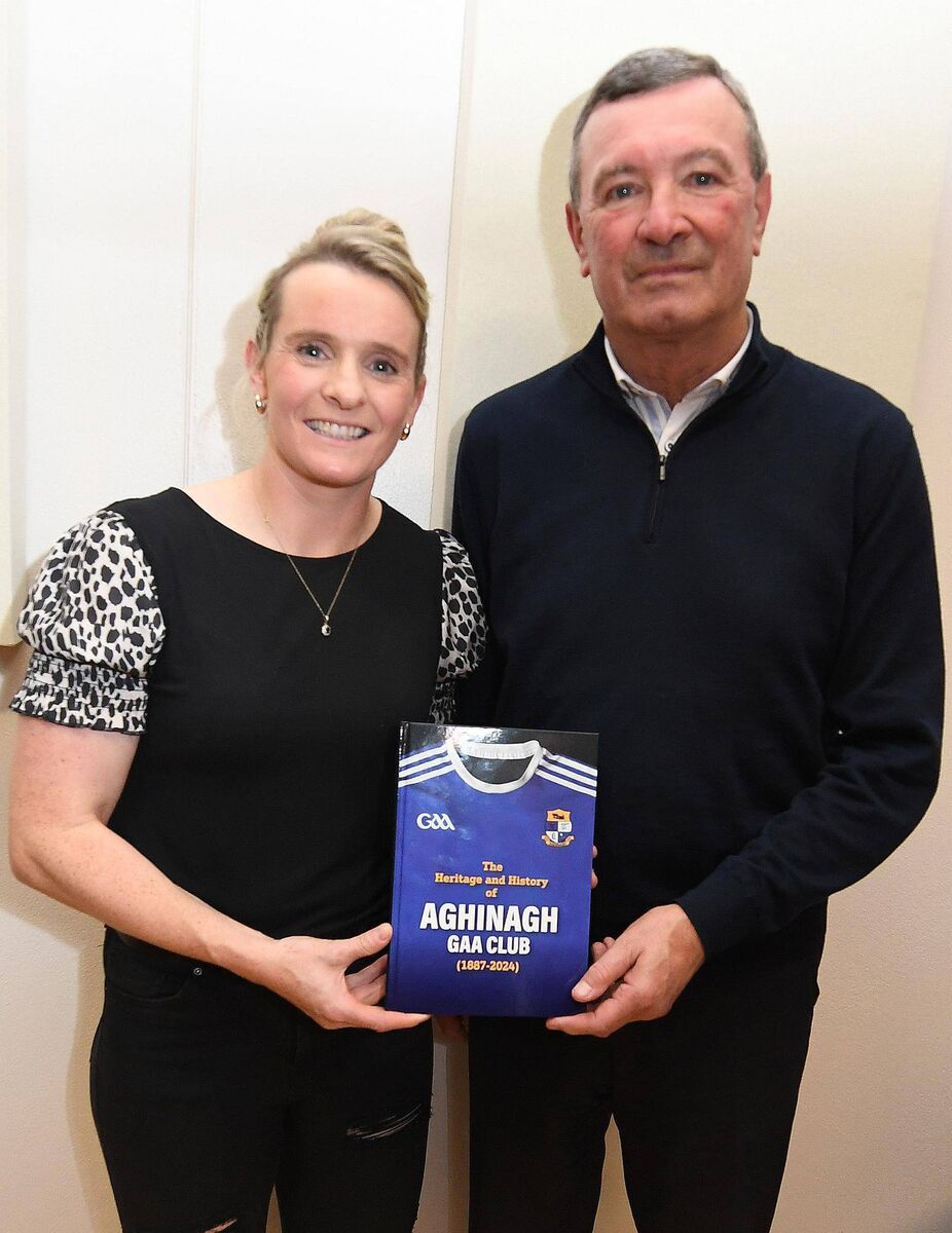18 times All Ireland dual All Ireland Camogie and Ladies Senior Football Championship winner Briege Corkery pictured with Jimmy Barry Murphy at the launch of "The History and Heritage of Aghinagh GAA". Picture John Tarrant