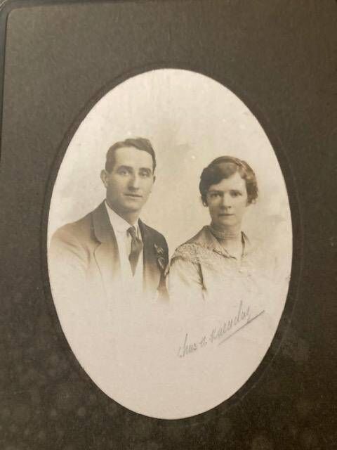 The wedding photo of Frank Brady and his wife Mary Ann Morgan
