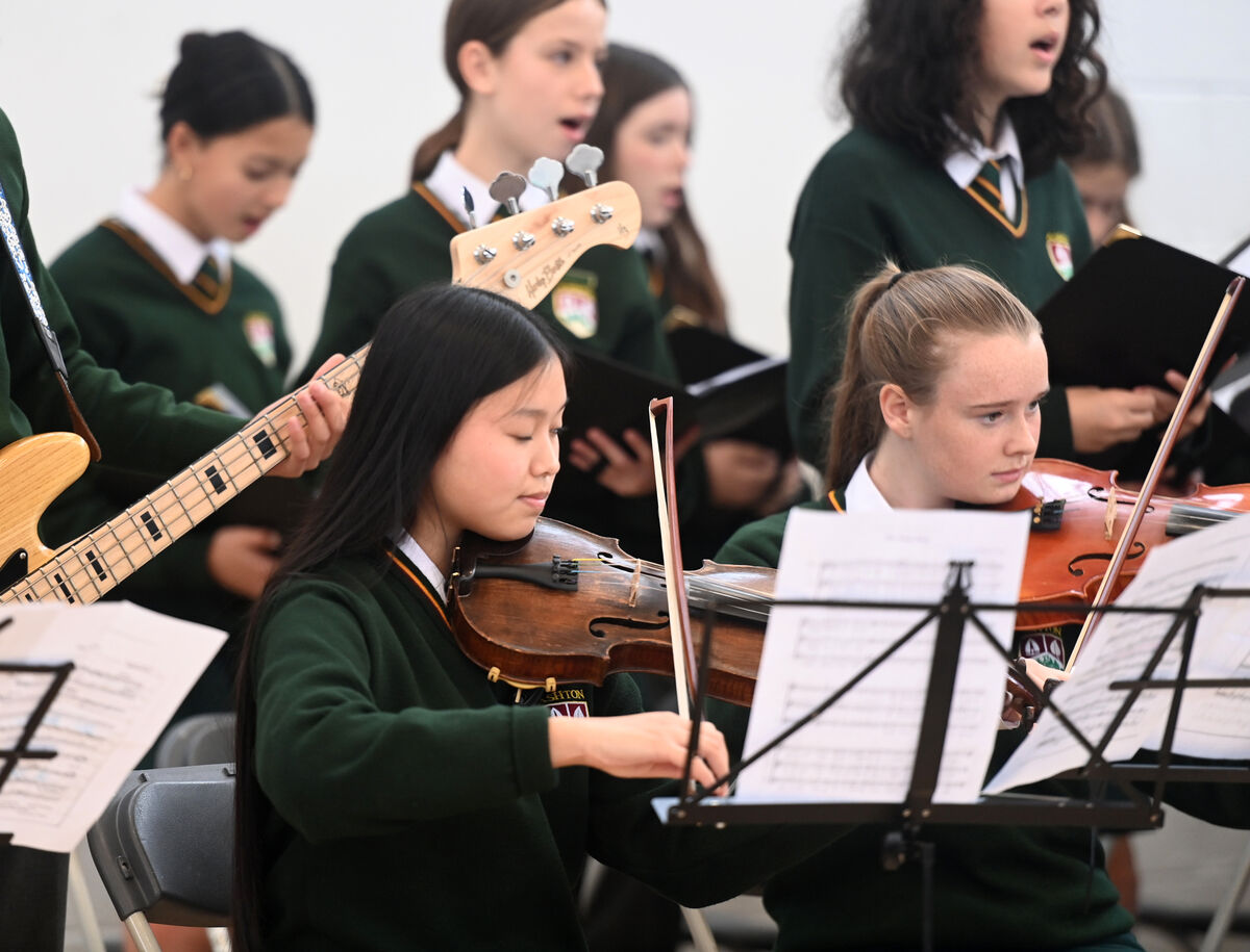 Chloe Coughlan and Laura Barry play fiddle to accompany the choir performance at Ashton School annual Prize Day ceremony. Chloe Coughlan and Laura Barry play fiddle to accompany the choir performance at Ashton School annual Prize Day ceremony.