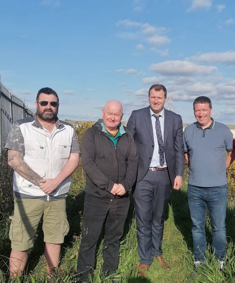Mr Paul Pepper and Denis Crowley from the Cork AUL, Padraig O’Sullivan TD, and Rodney Power from Castleview AFC on the grounds where the new all-weather facilities will be built.