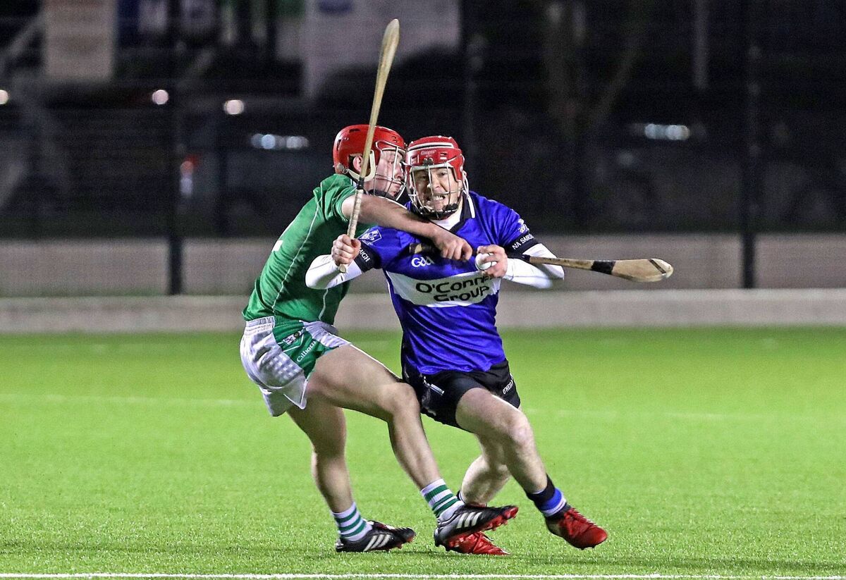Mikey Fitzgerald of Killeagh in action against Sarsfields' Daniel Kearney. Picture: Jim Coughlan