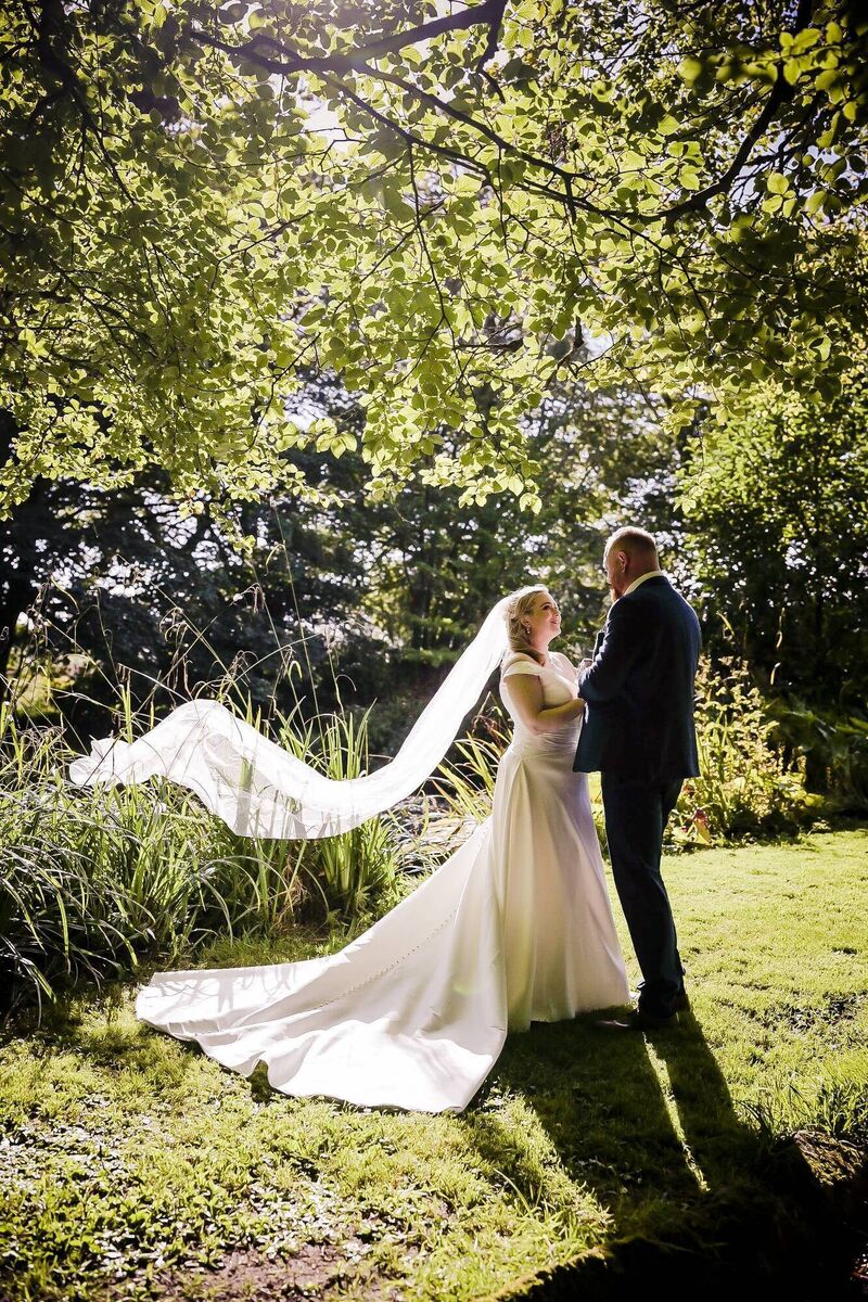 The couple in the grounds of Ballymaloe Cookery School, where they had some photographs taken on the day.