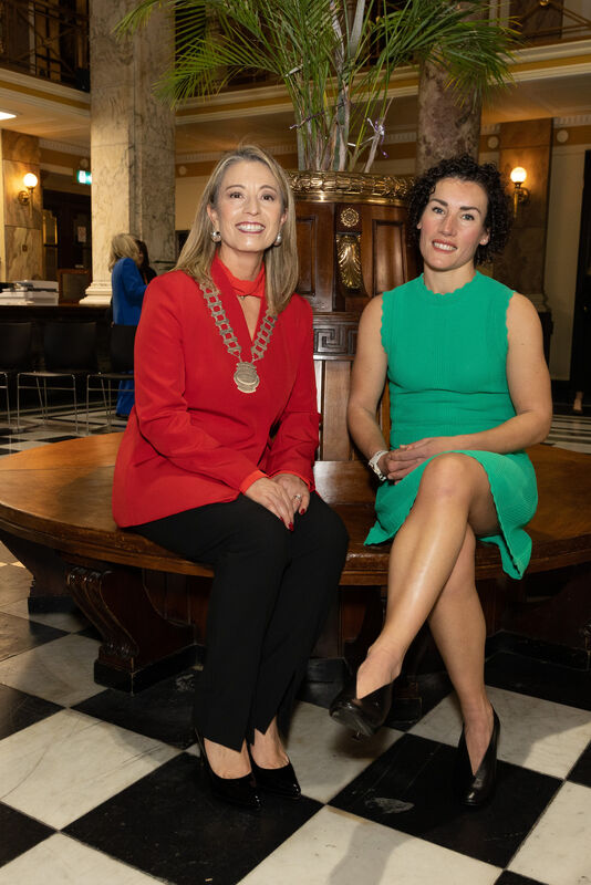 President of Network Cork Susana Marambio with special guest speaker Sophie Power, Ultramarathon Runner &amp; Founder of SheRACES at the Network Ireland Cork Branch November meeting titled Empowerment in Motion in AIB South Mall.