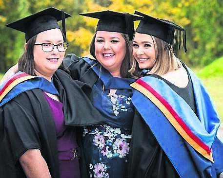Graduates of the MTU Department of Applied Social Studies master’s degree were Marie Singleton, Kate Cooley, and Kate Dolan-Crowley.	Picture: Joleen Cronin
                    