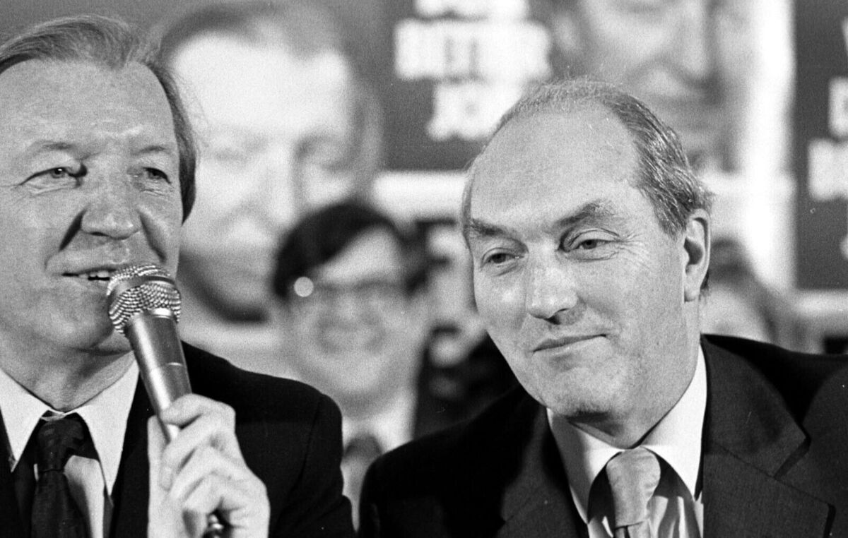 Following an intense leadership battle, Charles Haughey narrowly defeated Lynch’s preferred successor, George Colley in 1979.	Picture: Eamonn Farrell/ Photocall Ireland
                    