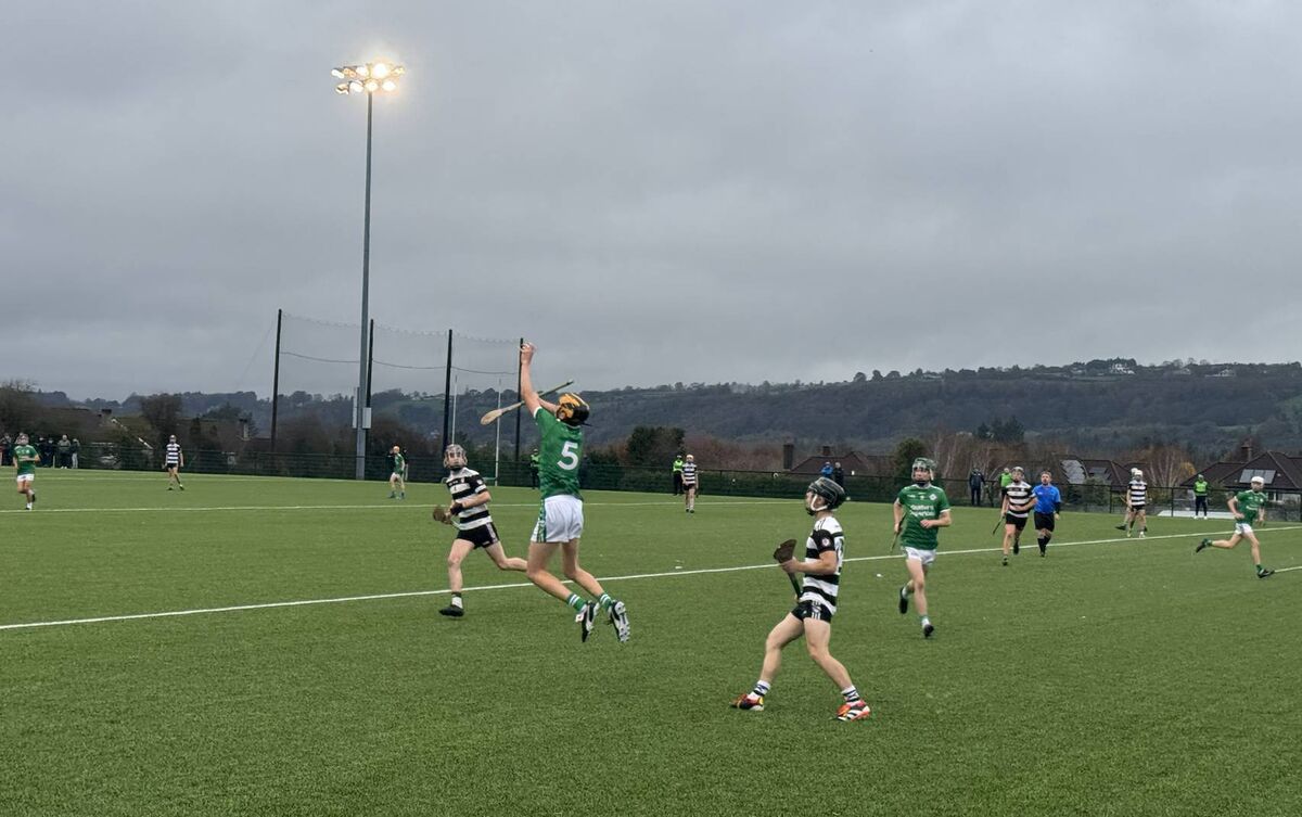 Ballincollig's James Harrington goes high to catch the sliotar ahead of Midleton's Alfie Hennessy and Liam Walsh. Ballincollig's James Harrington goes high to catch the sliotar ahead of Midleton's Alfie Hennessy and Liam Walsh.