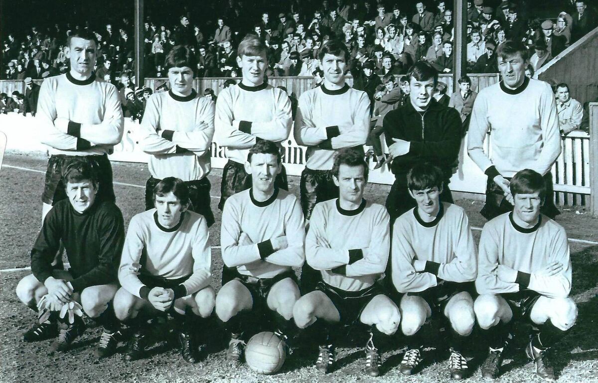 Cork Celtic (FAI Cup finalists 1968/69) : L to R (Back) : Donal Leahy, Con Calnan, John Carroll, Eamonn Heffernan, Michael Mackey, Billy McCullough (player-manager). L to R (Front): Tommy Taylor, Liam Dennehy, Pat O'Mahony (capt.), Frank McCarthy, Sydney Venner, Paddy Shortt, (pic: Courtesy Plunket Carter) Cork Celtic (FAI Cup finalists 1968/69) : L to R (Back) : Donal Leahy, Con Calnan, John Carroll, Eamonn Heffernan, Michael Mackey, Billy McCullough (player-manager). L to R (Front): Tommy Taylor, Liam Dennehy, Pat O'Mahony (capt.), Frank McCarthy, Sydney Venner, Paddy Shortt, (pic: Courtesy Plunket Carter)