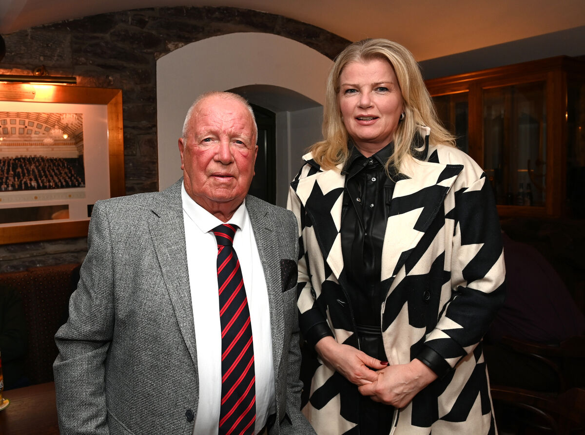  James Wilson, Distinguished Service Award winner with his daughter Marguerite Wilson attending the Cork Athletic Union Football League Soccer Honours at The Kiln, Heineken Ireland. Pic: Larry Cummins