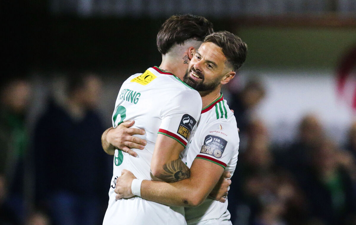 Cork City's Ruairi Keating celebrates after scoring his side's first goal with Greg Bolger Cork City's Ruairi Keating celebrates after scoring his side's first goal with Greg Bolger