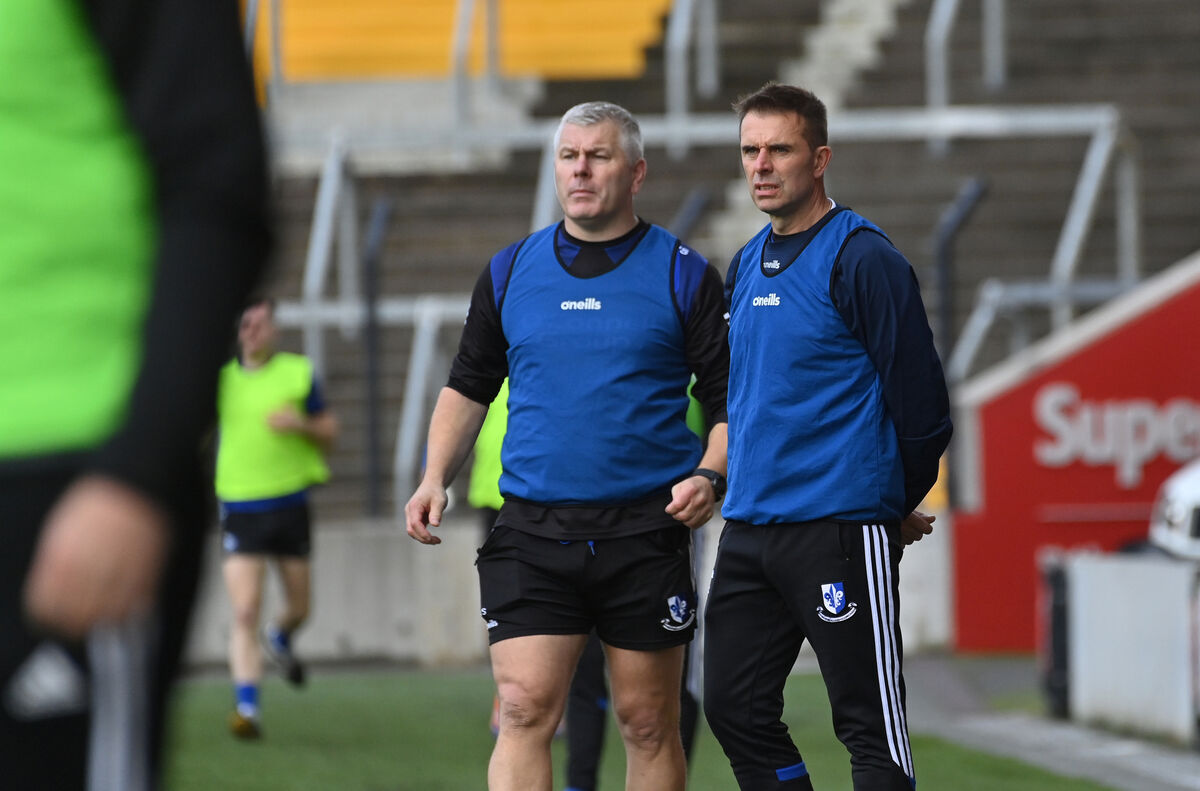  Sarsfields manager Johnny Crowley (right) and coach Diarmuid O'Sullivan. Picture: Dan Linehan
