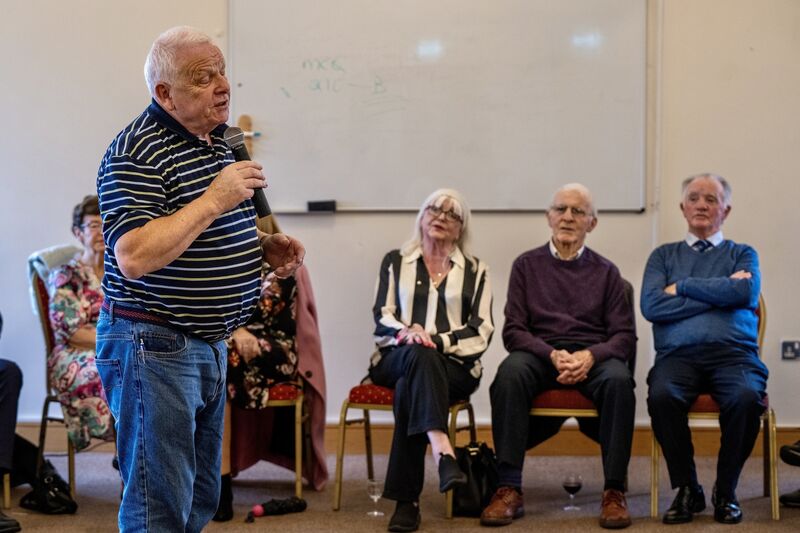 Singer Fred Lott delights fellow musicians and the audience at a residents concert in Bru Columbanus Cardinal Way, Wilton. Picture Chani Anderson