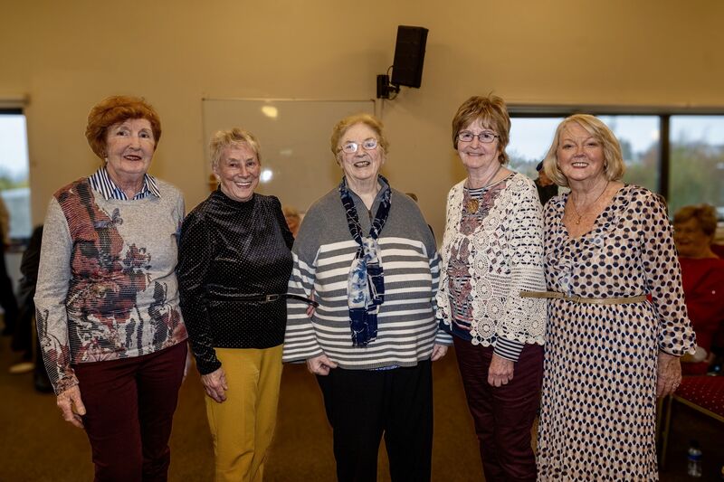 CAIRDE founding committee members, Mary Murphy, Eleanor McCarthy, Eileen Crowley, Marjorie O’Leary and Theresa Quinn pictured in Bru Columbanus Cardinal Way enjoying a recent concert event on the premises. Picture: Chani Anderson