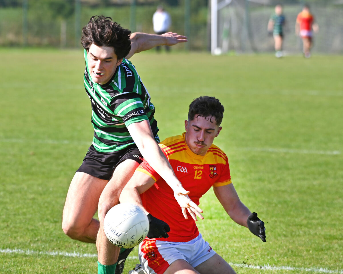Mallow's Peadar Hennessy is tackled by Douglas' Shane Aherne during the McCarthy Insurance Group Premier SFC at Grenagh. Picture: Eddie O'Hare Mallow's Peadar Hennessy is tackled by Douglas' Shane Aherne during the McCarthy Insurance Group Premier SFC at Grenagh. Picture: Eddie O'Hare