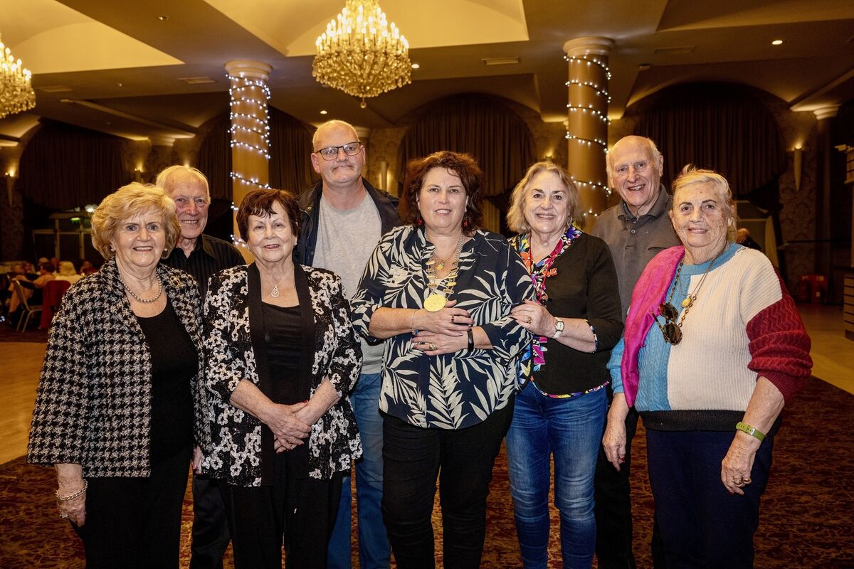 Ann Phelan, Liam Heffernan, Roger Curtin, Phil Goodman, Deputy County Lord Mayor Cllr Audrey Buckley, Siobhán Slattery, Arthur Sobey and Eilish Buckley pictured at the Douglas Young at Heart Group 22nd year anniversary event in the Rochestown Park Hotel. Picture Chani Anderson