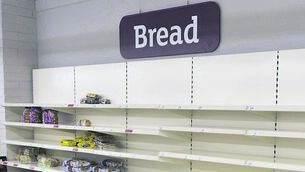 <p class="contextmenu internal_Caption">Near-empty supermarket shelves during Storm Emma - The Beast From The East - in 2018. We need a re-think on sources of food</p>