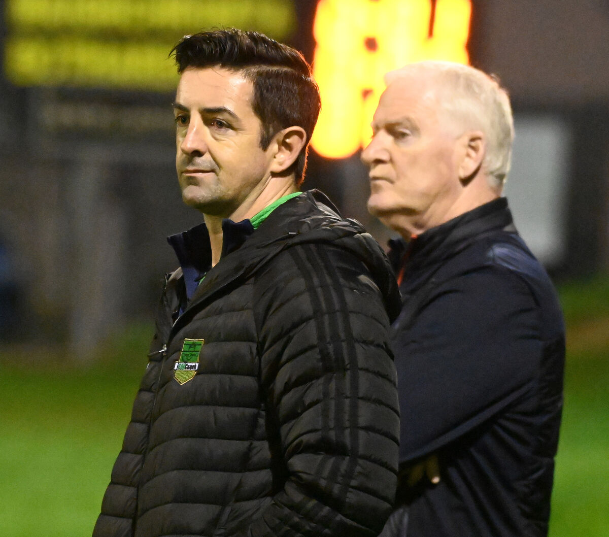 Macroom manager Aidan O'Mahony and selector Colman Corrigan against Boherbue during the Tom Creedon cup final at Macroom. Picture: Eddie O'Hare
