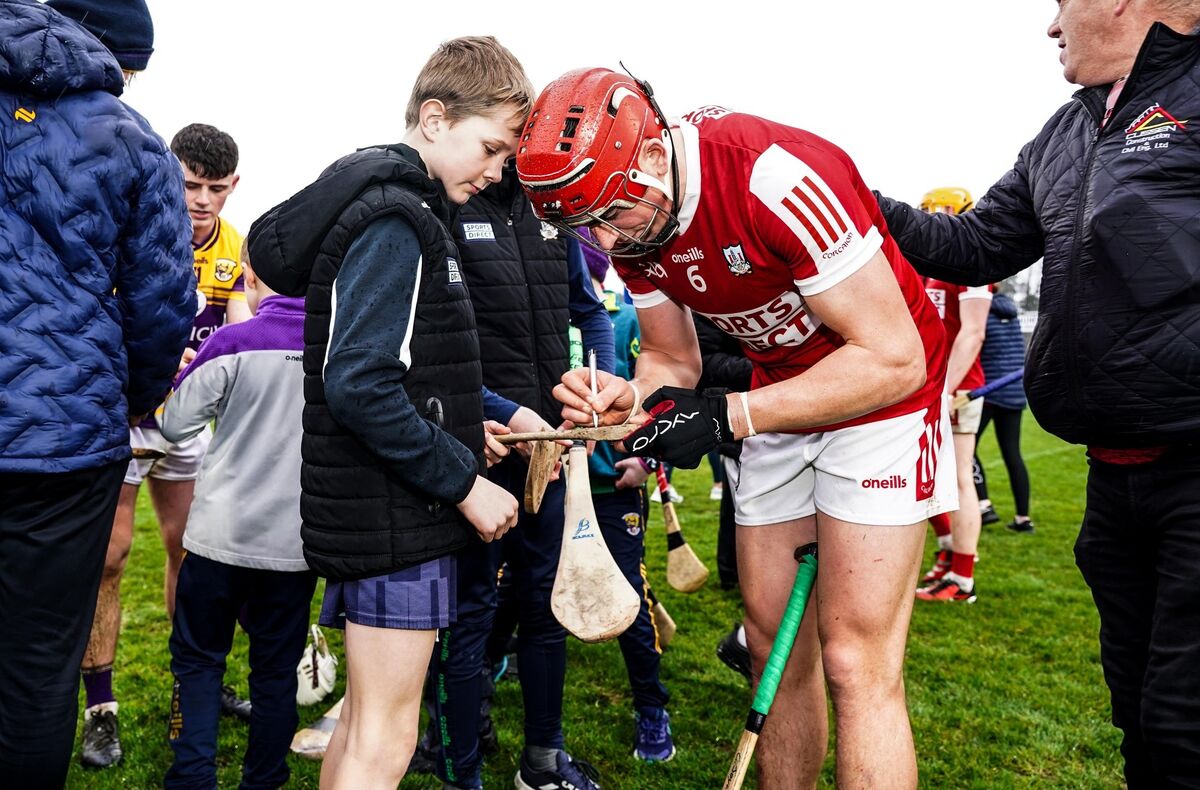 Ciarán Joyce signs autographs after Cork's Allianz HL Division 1 Group A win over Wexford in March. Picture: Inpho/James Lawlor