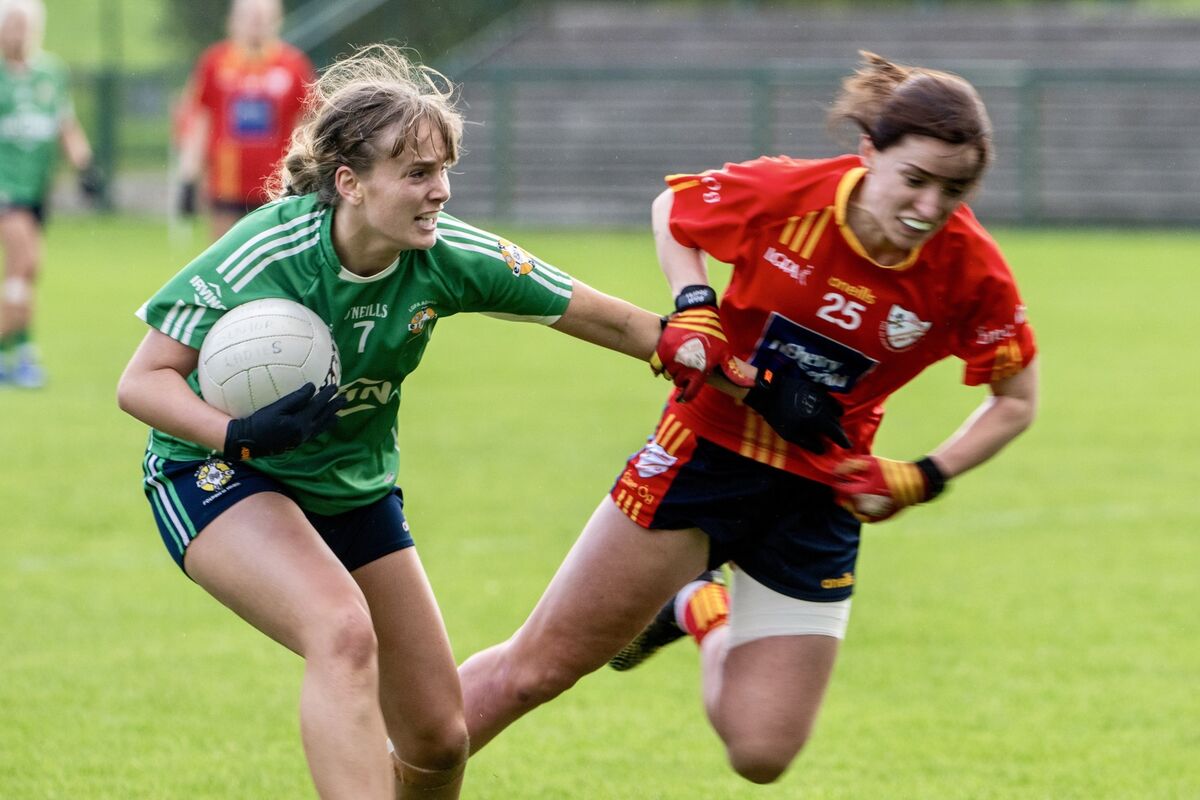 Aghada's Amelia Cooper avoids Éire Óg's Eimear Scally. Picture: Chani Anderson