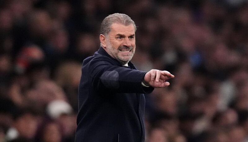 Tottenham Hotspur manager Ange Postecoglou on the touchline during the Carabao Cup fourth round match at Tottenham Hotspur Stadium, London. Picture: John Walton/PA Wire.