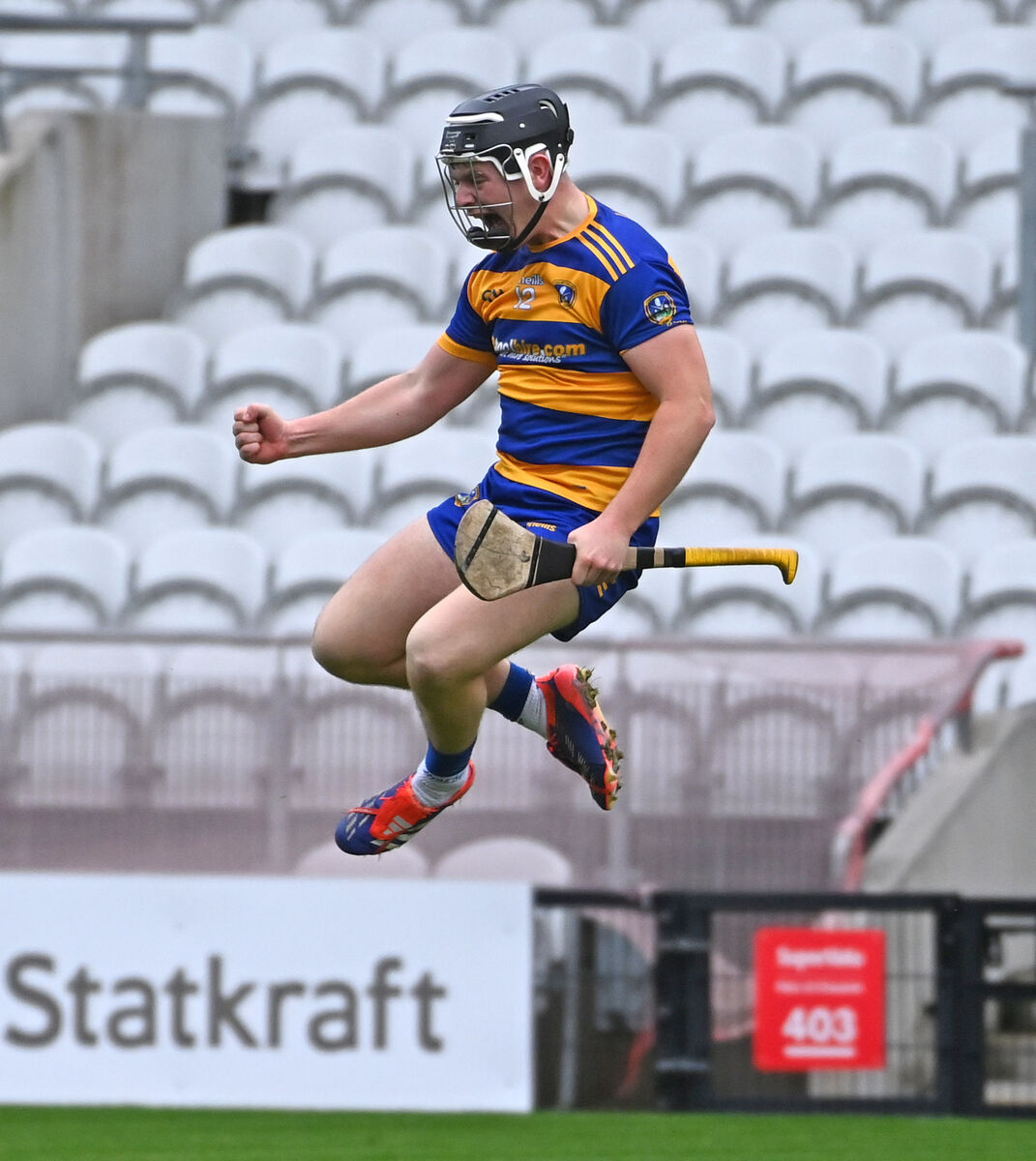 Lisgoold's Cathal Hickey leaps into the air to celebrate his goal against Erin's Own. Picture: Eddie O'Hare Lisgoold's Cathal Hickey leaps into the air to celebrate his goal against Erin's Own. Picture: Eddie O'Hare