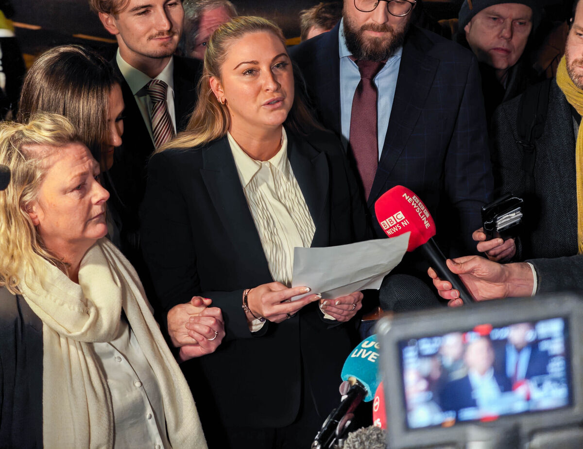 Nikita Hand reads a statement to press outside the High Court. Photograph: Eamonn Farrell / © RollingNews.ie