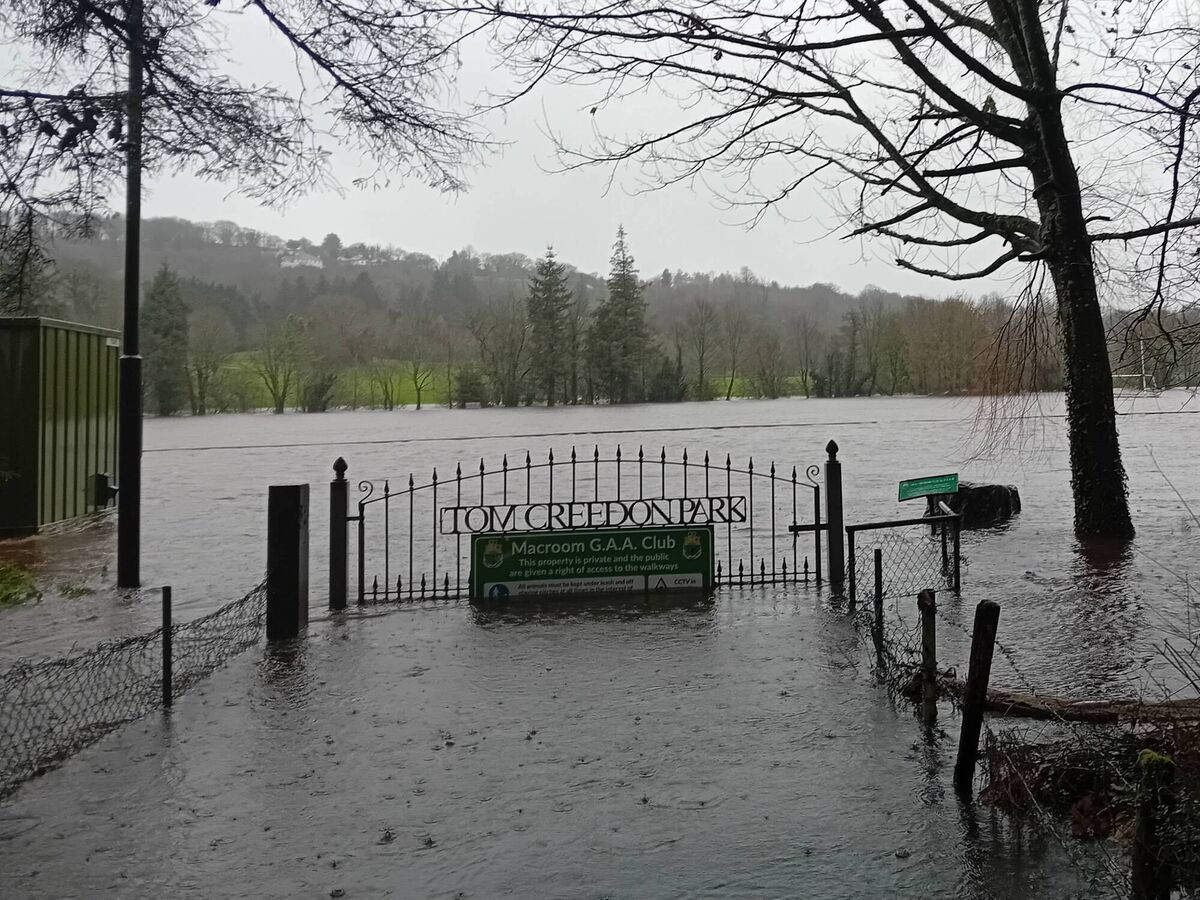 Flooding at Macroom GAA pitch this morning.