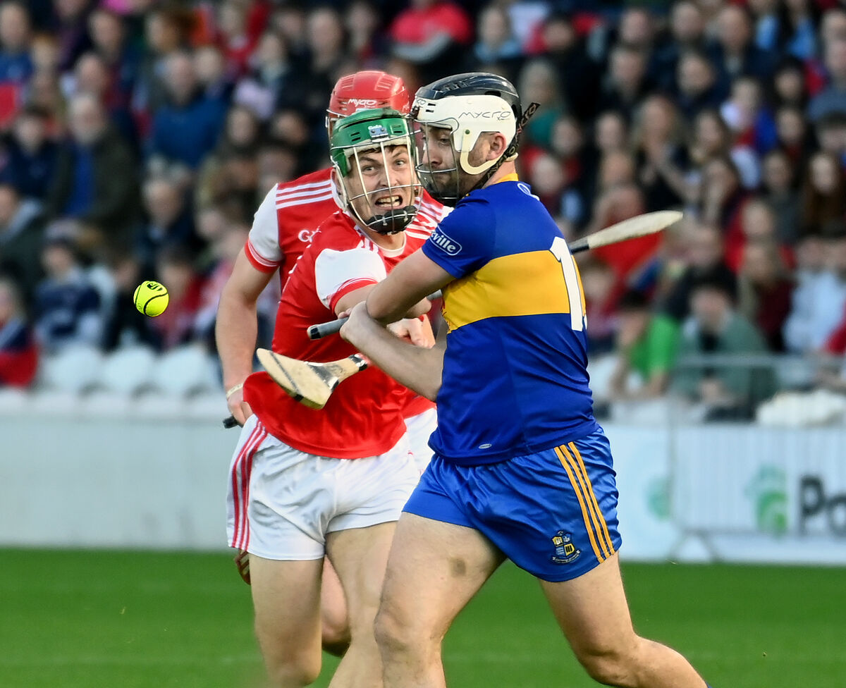 Carrigaline's David Drake shoots from Watergrasshill's Adam Murphy. Picture: Eddie O'Hare Carrigaline's David Drake shoots from Watergrasshill's Adam Murphy. Picture: Eddie O'Hare