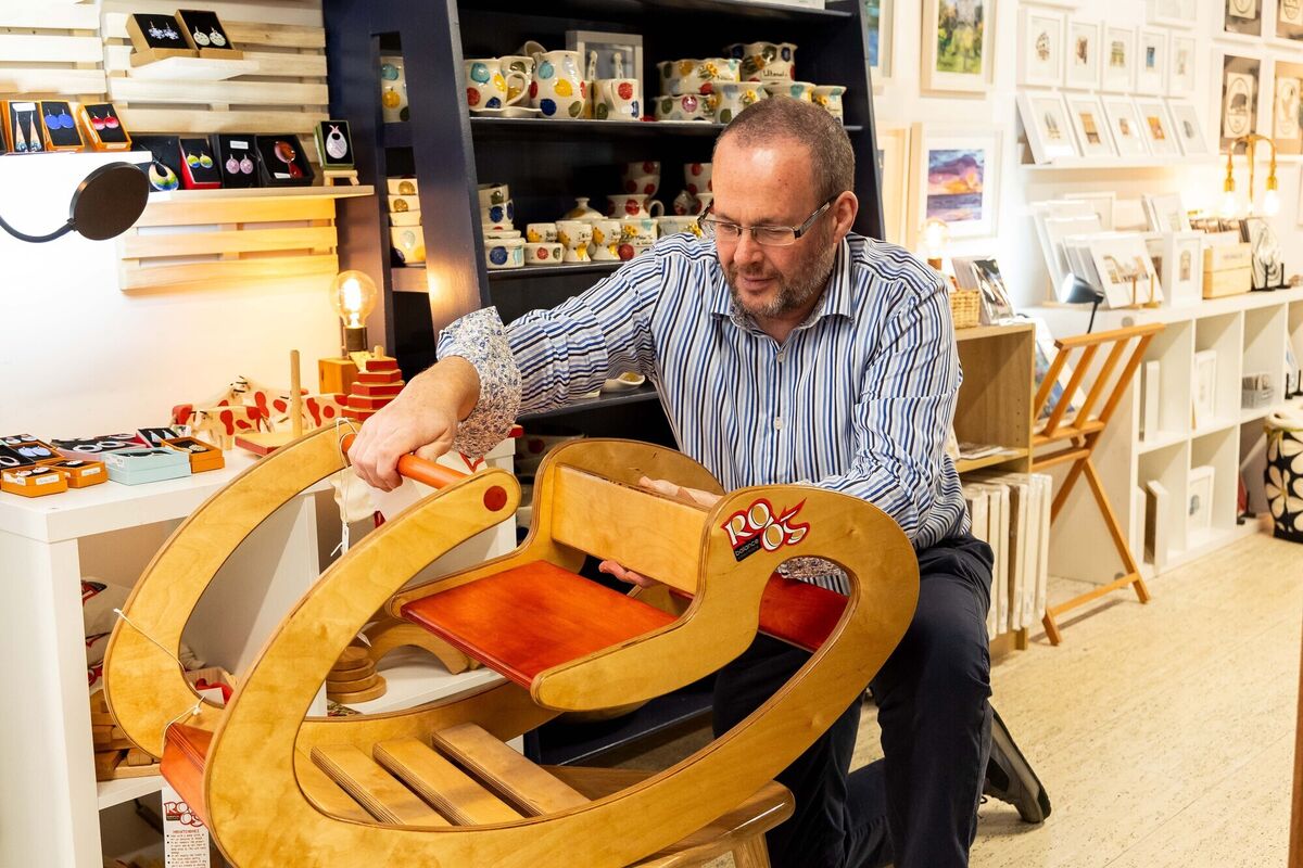 Wooden toy maker and Chair of Cork Craft &amp; Design Board, Michael Whyte of RoÓg Ltd, pictured at the Cork Craft &amp; Design store in Douglas Court Shopping Centre, Cork. Picture: Michael O'Sullivan /OSM PHOTO