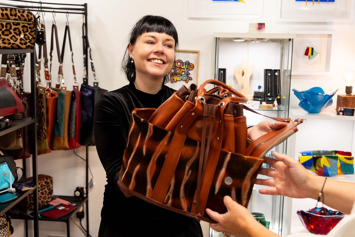 Sustainable leather handbag &amp; accessories designer, Magdalena Wróblewska of INAKSY, pictured at the Cork Craft &amp; Design store in Douglas Court Shopping Centre. Picture: Michael O'Sullivan /OSM PHOTO