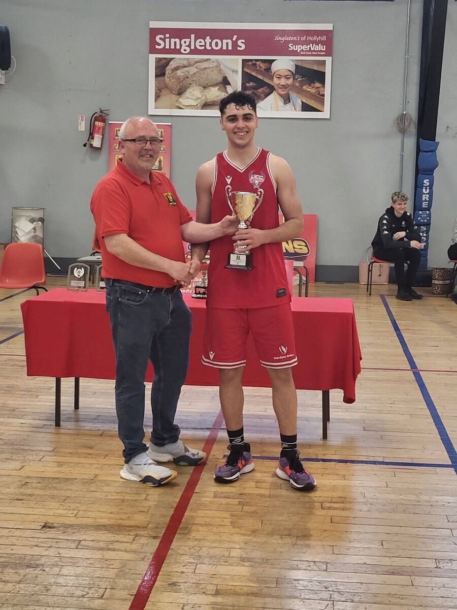 Daryl Cuff received the MVP award after scoring 31 point after his team won the U20 Championship final at the GUC Parochial Arena.