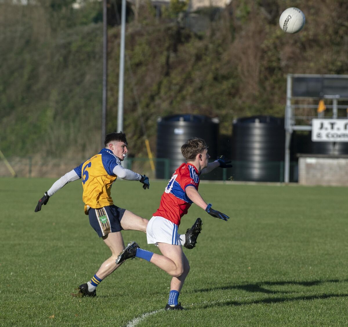  Sean O'Leary De La Salle Macroom kicks a point in the Corn Uí Mhuirí, Intermediate School Killorglin v De Le Salle College Macroom in Killarney on Wednesday.