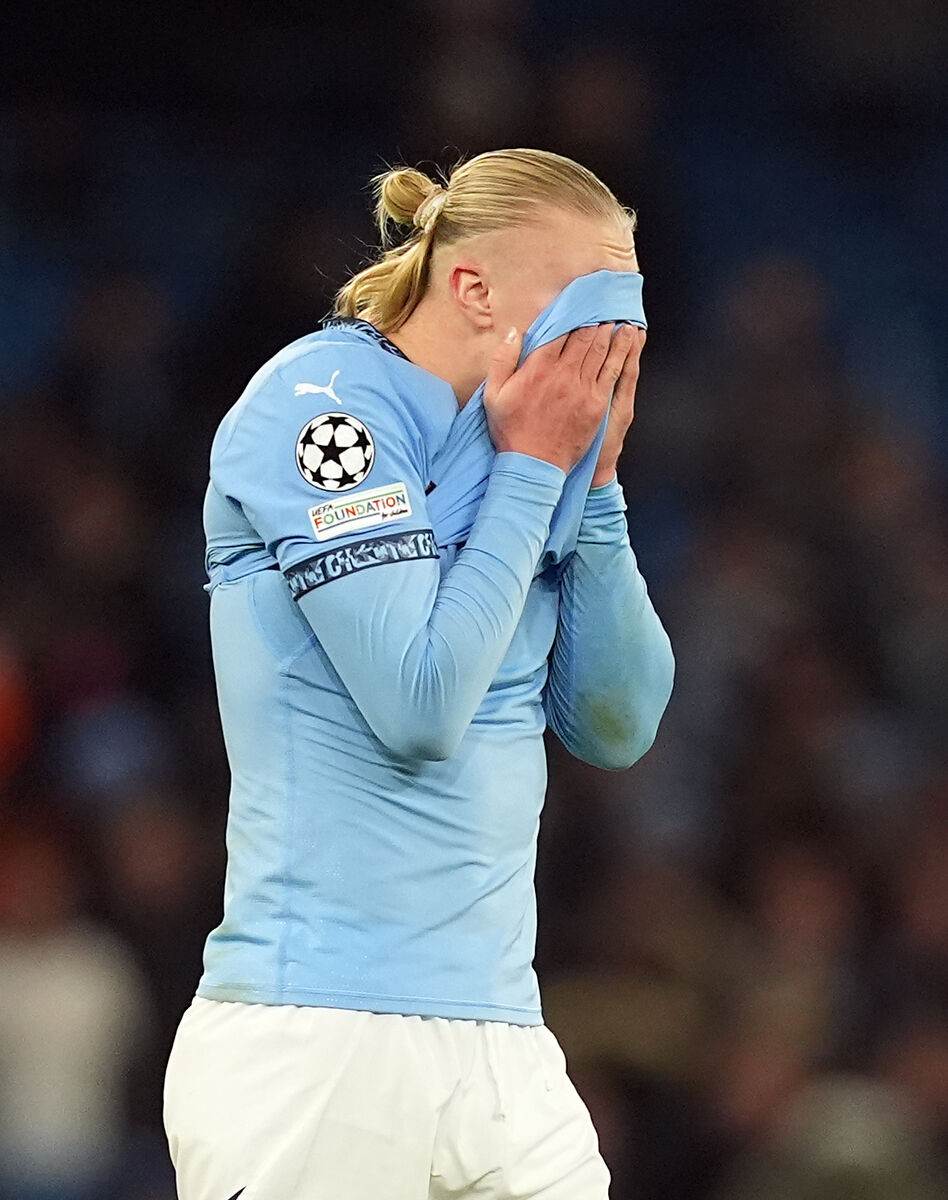 Manchester City's Erling Haaland after the final whistle of the UEFA Champions League,match at the Etihad Stadium, Manchester, on Tuesday.