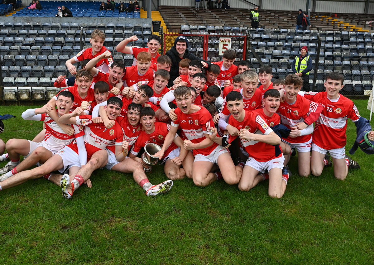 Midleton CBS playere celebrate after the win. Picture: Eddie O'Hare