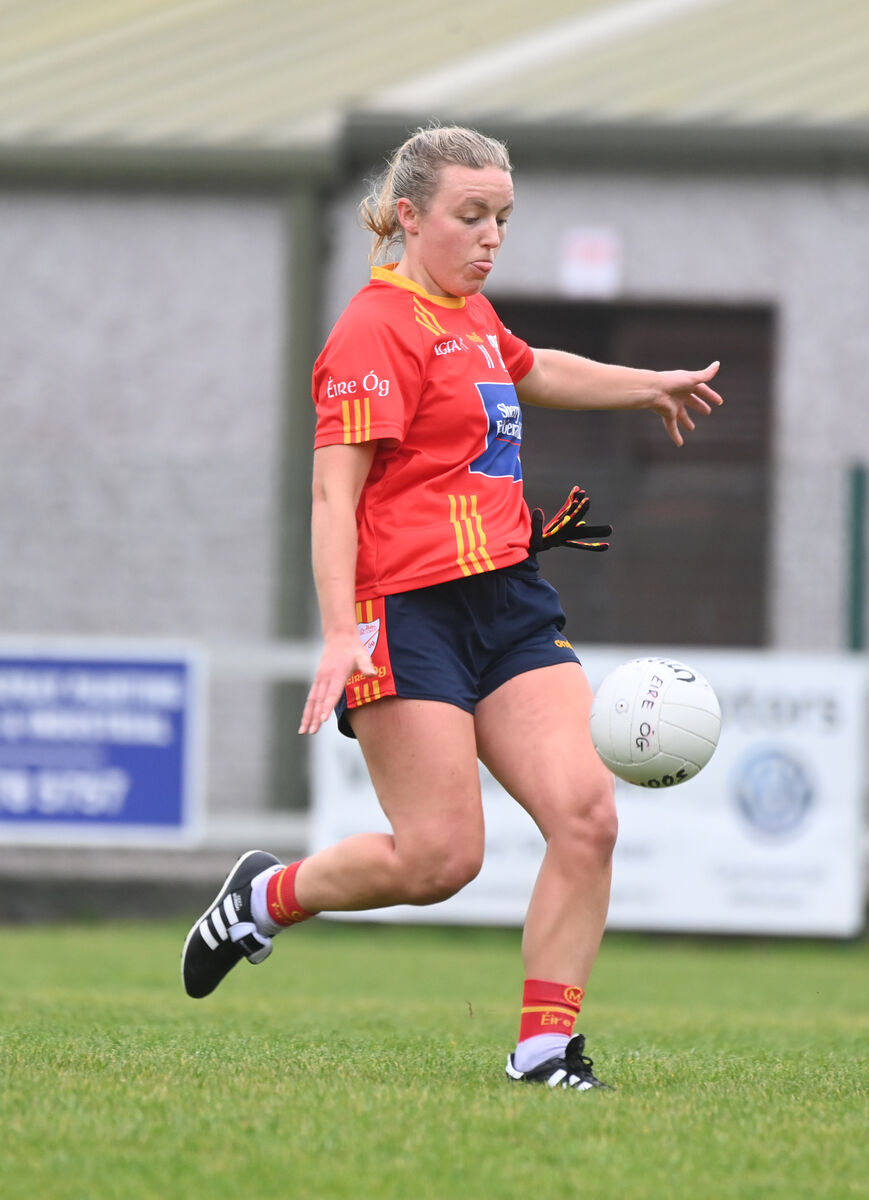 Laura Cleary kicks a point from a freekick for Eire Og against Kinsale in the Ladies Gaelic Football Senior Championship- Eire Og vs Kinsale at Eire Og. Pic Larry Cummins  Laura Cleary kicks a point from a freekick for Eire Og against Kinsale in the Ladies Gaelic Football Senior Championship- Eire Og vs Kinsale at Eire Og. Pic Larry Cummins