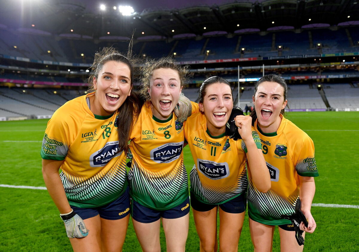 Glanmire players, from left, Aishling McAllen, Abbie O'Mahony, Niamh McAllen and Clare Murphy celebrate after their side's victory in the Currentaccount.ie LGFA All-Ireland Intermediate Club Championship final match between Ballinamore-Seán O'Heslin's of Leitrim and Glanmire of Cork at Croke Park in Dublin. Photo by Piaras Ó Mídheach/Sportsfile Glanmire players, from left, Aishling McAllen, Abbie O'Mahony, Niamh McAllen and Clare Murphy celebrate after their side's victory in the Currentaccount.ie LGFA All-Ireland Intermediate Club Championship final match between Ballinamore-Seán O'Heslin's of Leitrim and Glanmire of Cork at Croke Park in Dublin. Photo by Piaras Ó Mídheach/Sportsfile