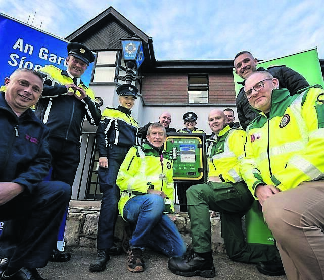 Members of the local Emergency Services and First Responders pictured at the official unveiling of a new defibrillator which has been installed outside Midleton garda station, on Oliver Plunkett Place. Picture Chani Anderson Members of the local Emergency Services and First Responders pictured at the official unveiling of a new defibrillator which has been installed outside Midleton garda station, on Oliver Plunkett Place. Picture Chani Anderson